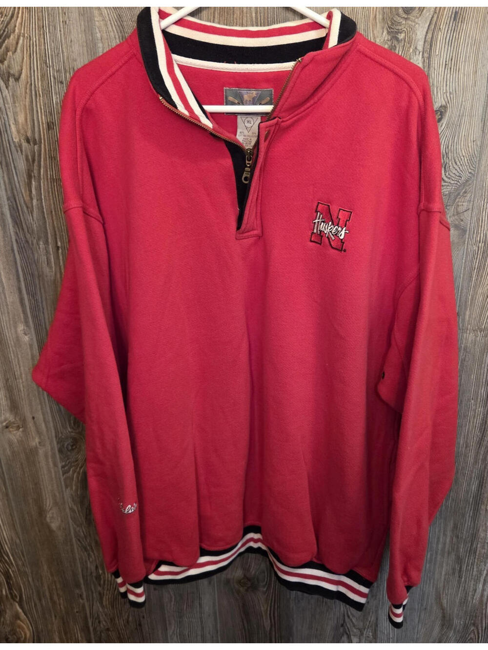 Vintage Nebraska Cornhuskers x Cabela's 1/4 Zip Pullover Sweatshirt Size XL Red